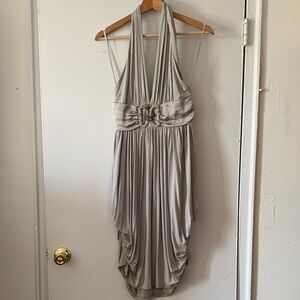 Miss Me Silver Halter Backless Dress
